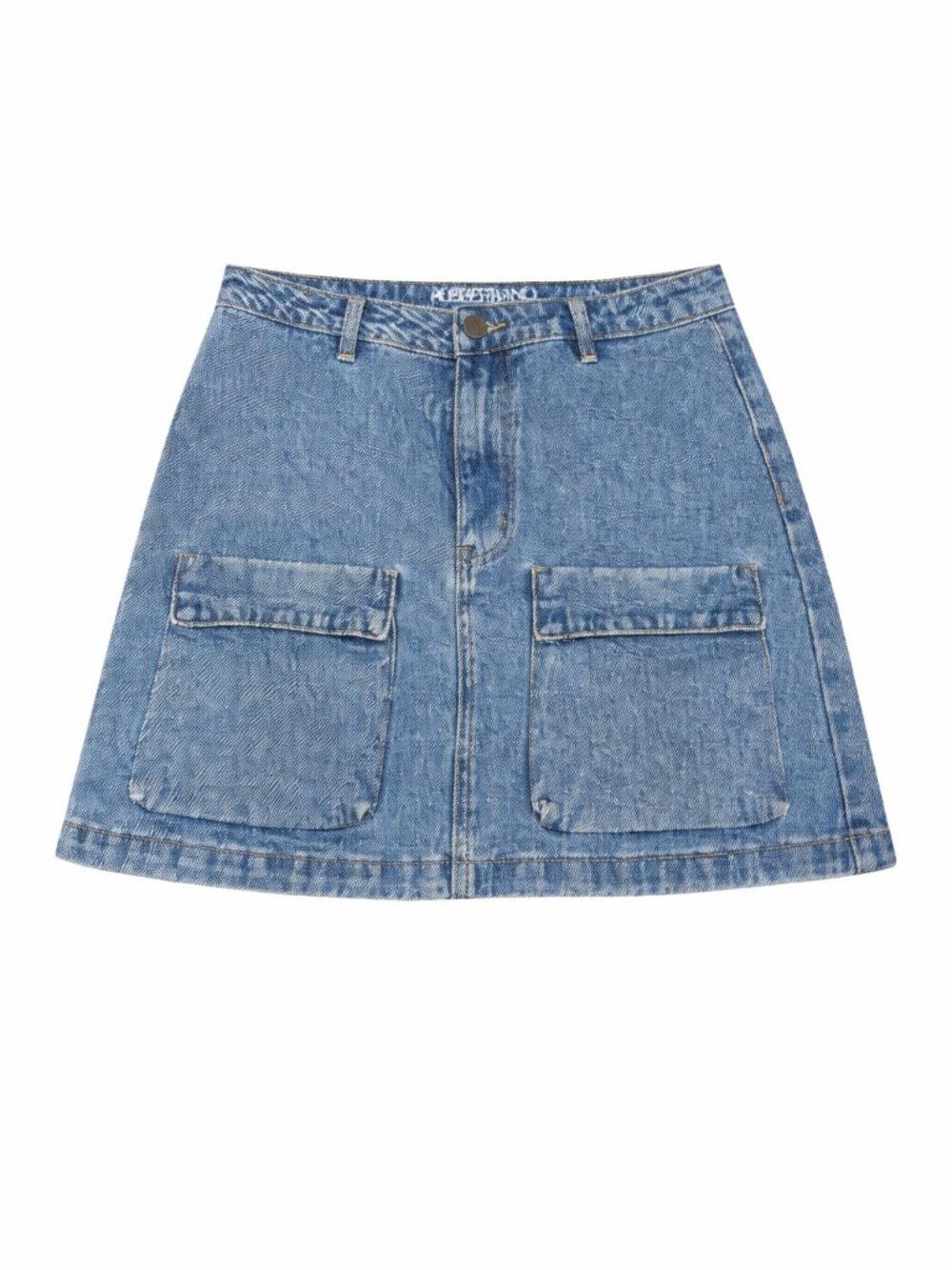 Light Blue Cargo Pocket Mini Denim Skirt, Size 28